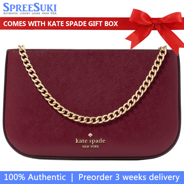 Kate Spade Madison Saffiano Leather Pochette Pouch Blackberry Preserves # KF396