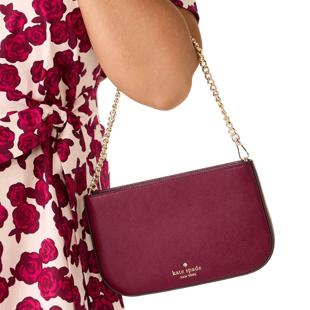 Kate Spade Madison Saffiano Leather Pochette Pouch Blackberry Preserves # KF396