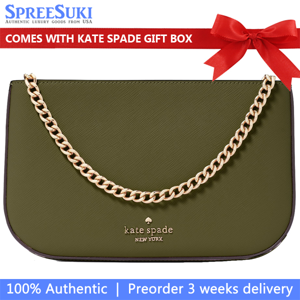 Kate Spade Madison Saffiano Leather Pochette Pouch Seaweed # KF396