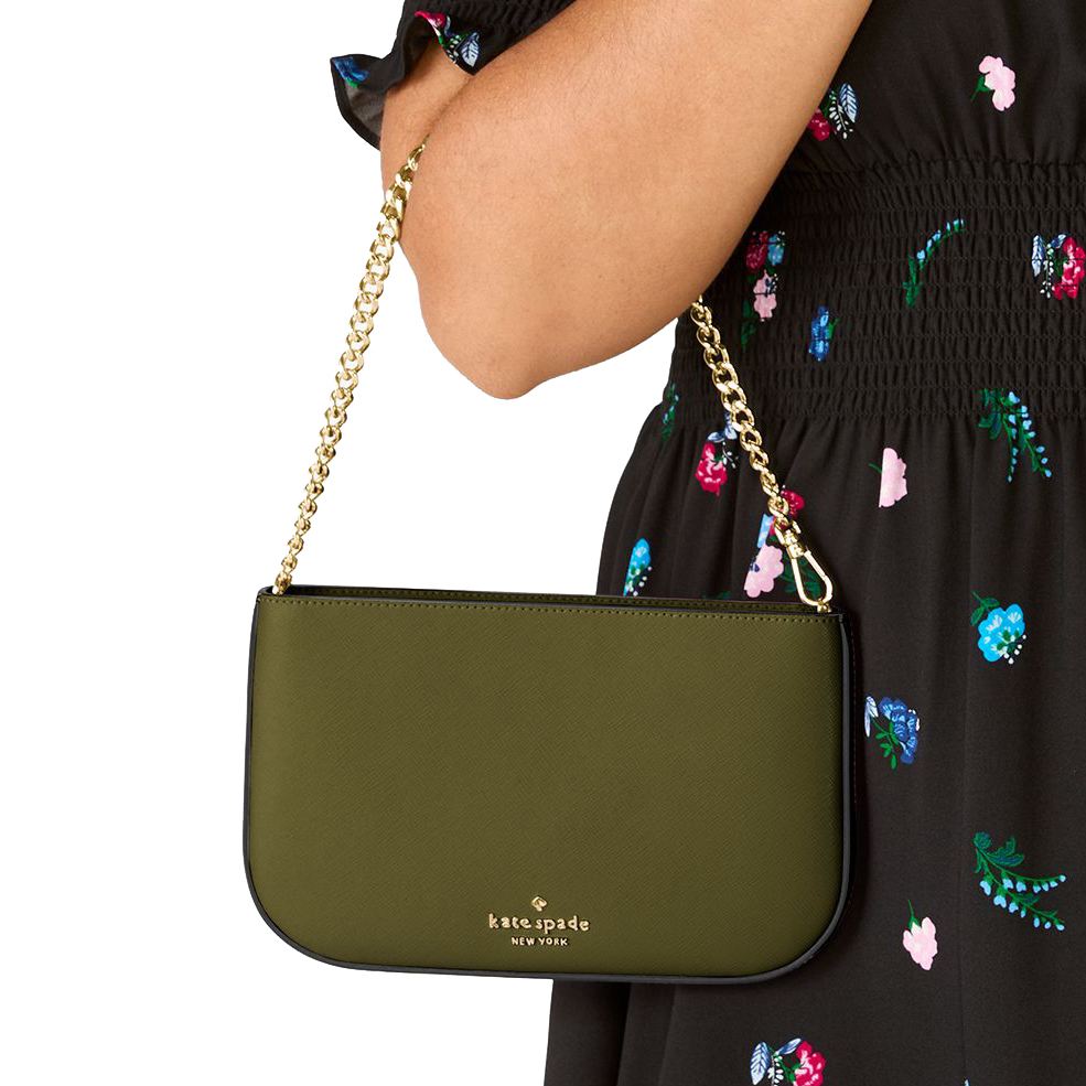 Kate Spade Madison Saffiano Leather Pochette Pouch Seaweed # KF396