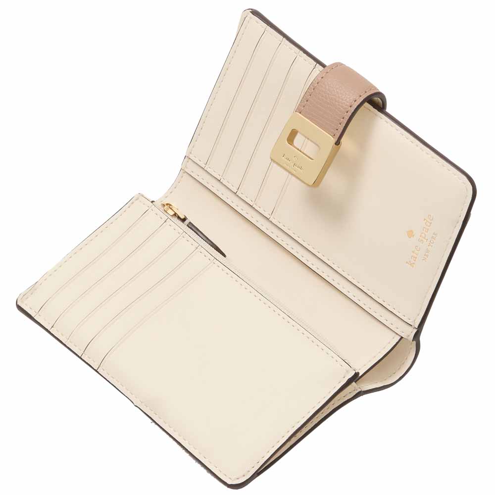 Kate Spade Phoebe Turnlock Medium Wallet Toasted Hazelnut Multi # KK246