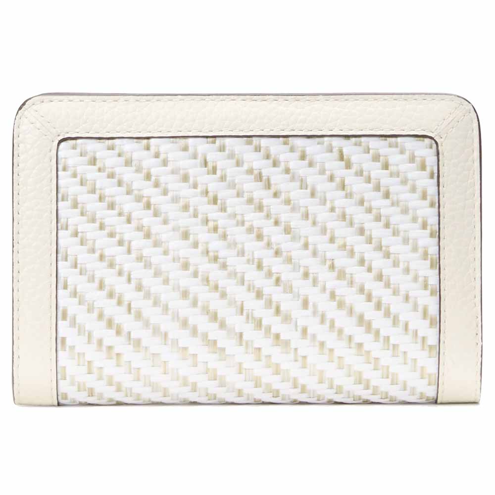 Kate Spade Lena Straw Medium Bifold Wallet Meringue Multi # KK925