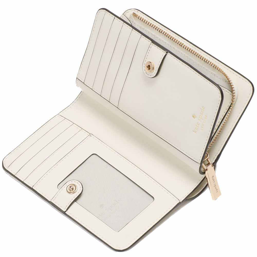Kate Spade Lena Straw Medium Bifold Wallet Meringue Multi # KK925