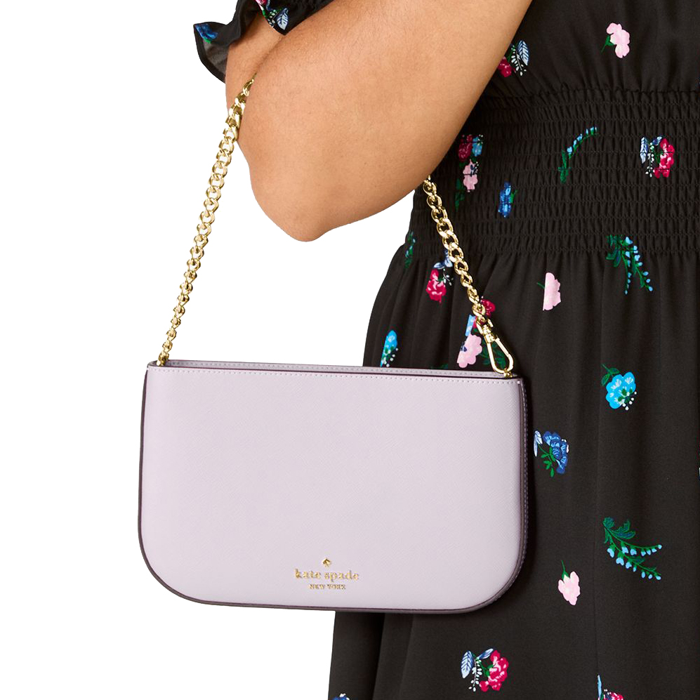 Kate Spade Madison Saffiano Leather Pochette Pouch Pale Amethyst # KF396