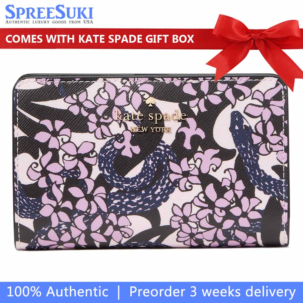 Kate Spade Snake Garden Medium Wallet Pink Multi # KJ088