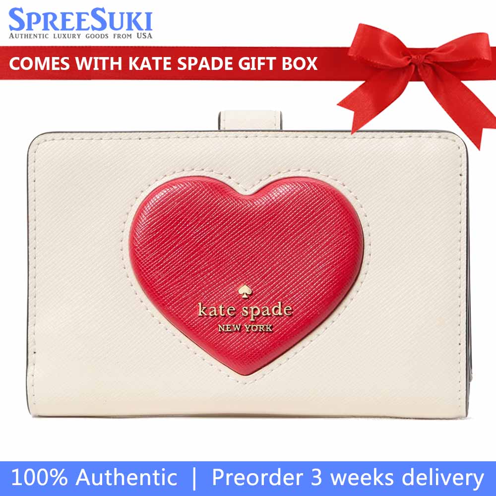 Kate Spade Madison Puffy Heart Medium Bifold Wallet Meringue Multi # KK182