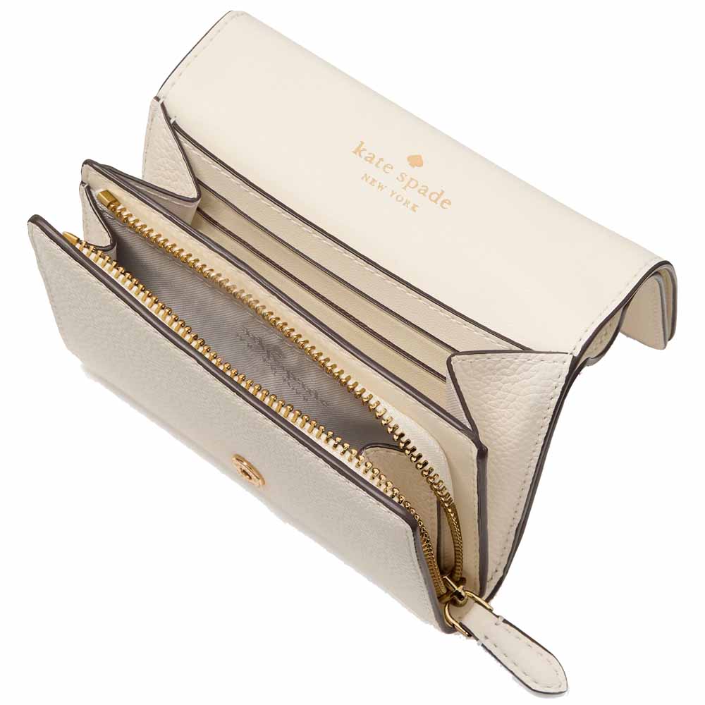 Kate Spade Small Wallet Kayla Pebble Leather Small Lzip Meringue # KK056