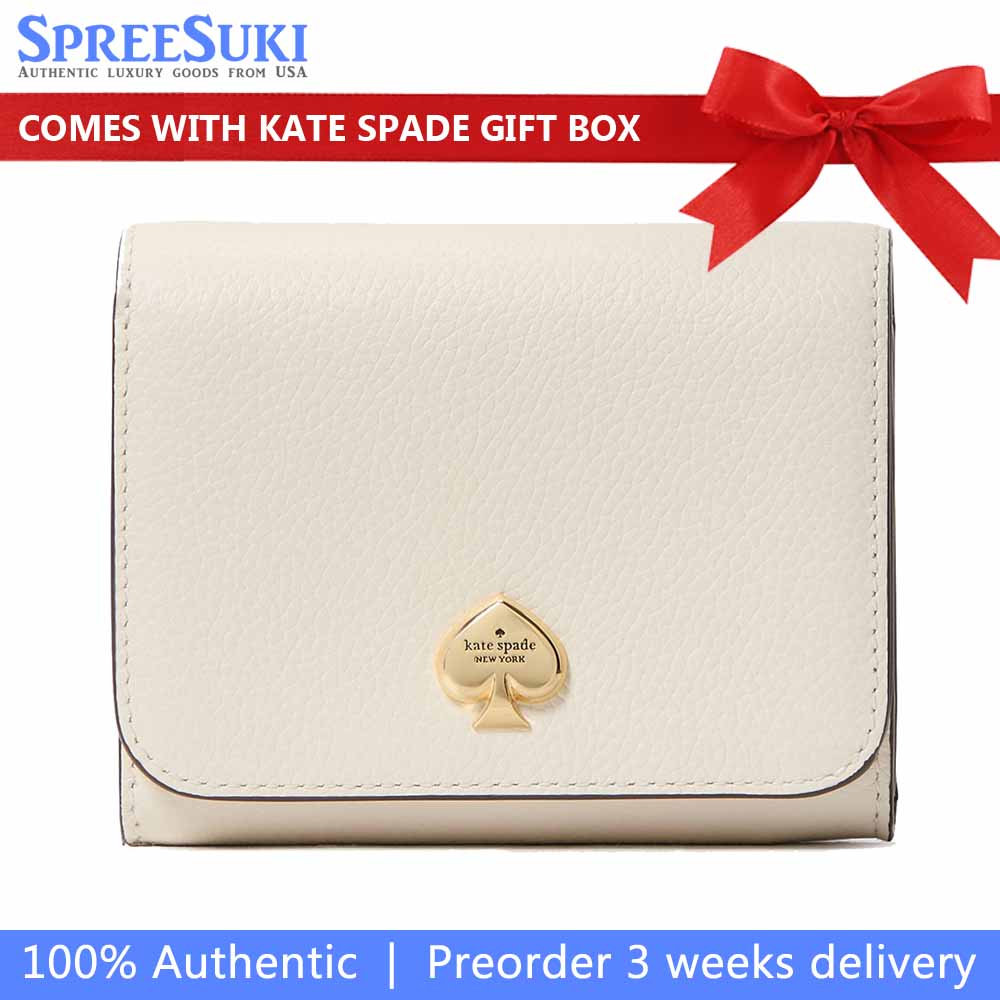 Kate Spade Small Wallet Kayla Pebble Leather Small Lzip Meringue # KK056