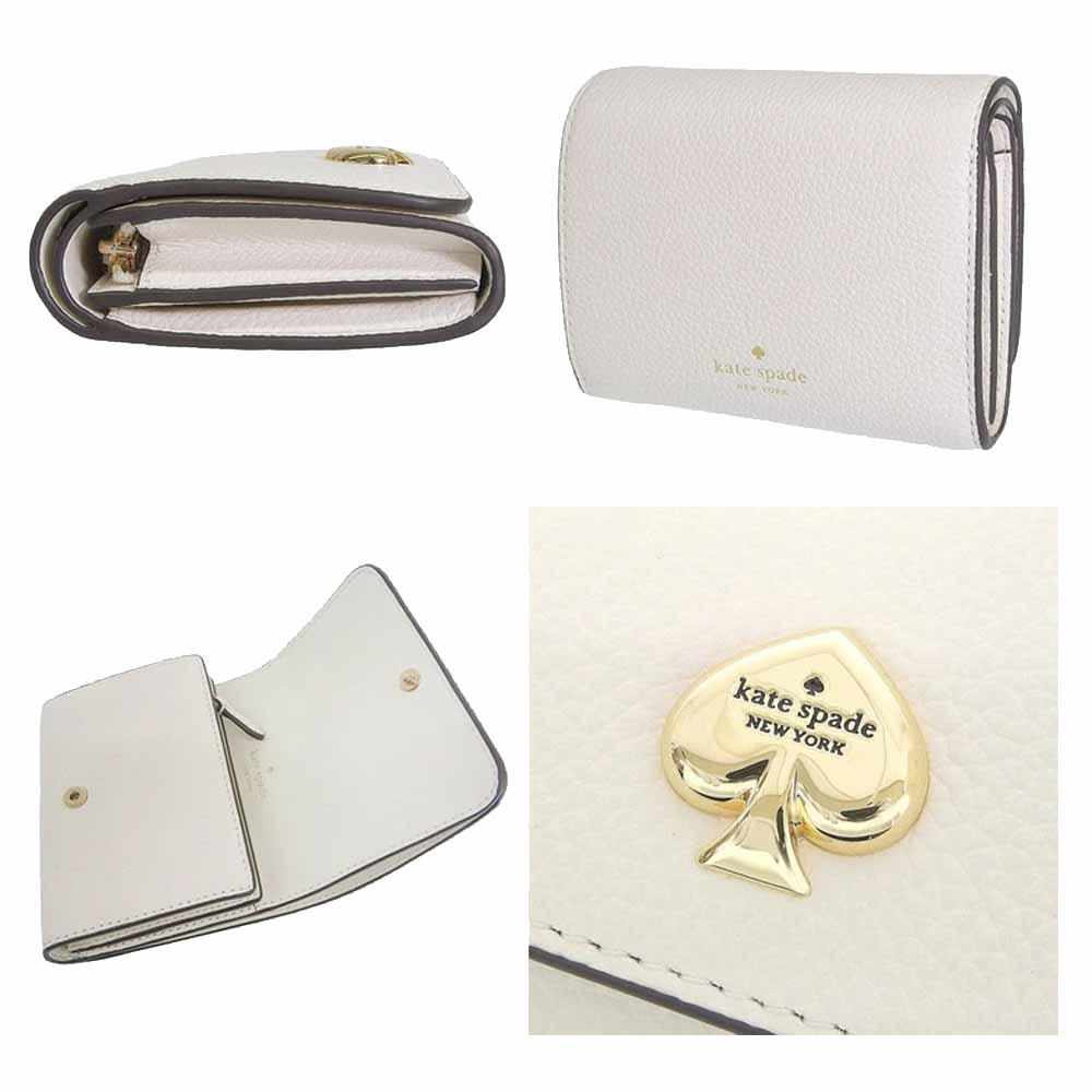 Kate Spade Small Wallet Kayla Pebble Leather Small Lzip Meringue # KK056