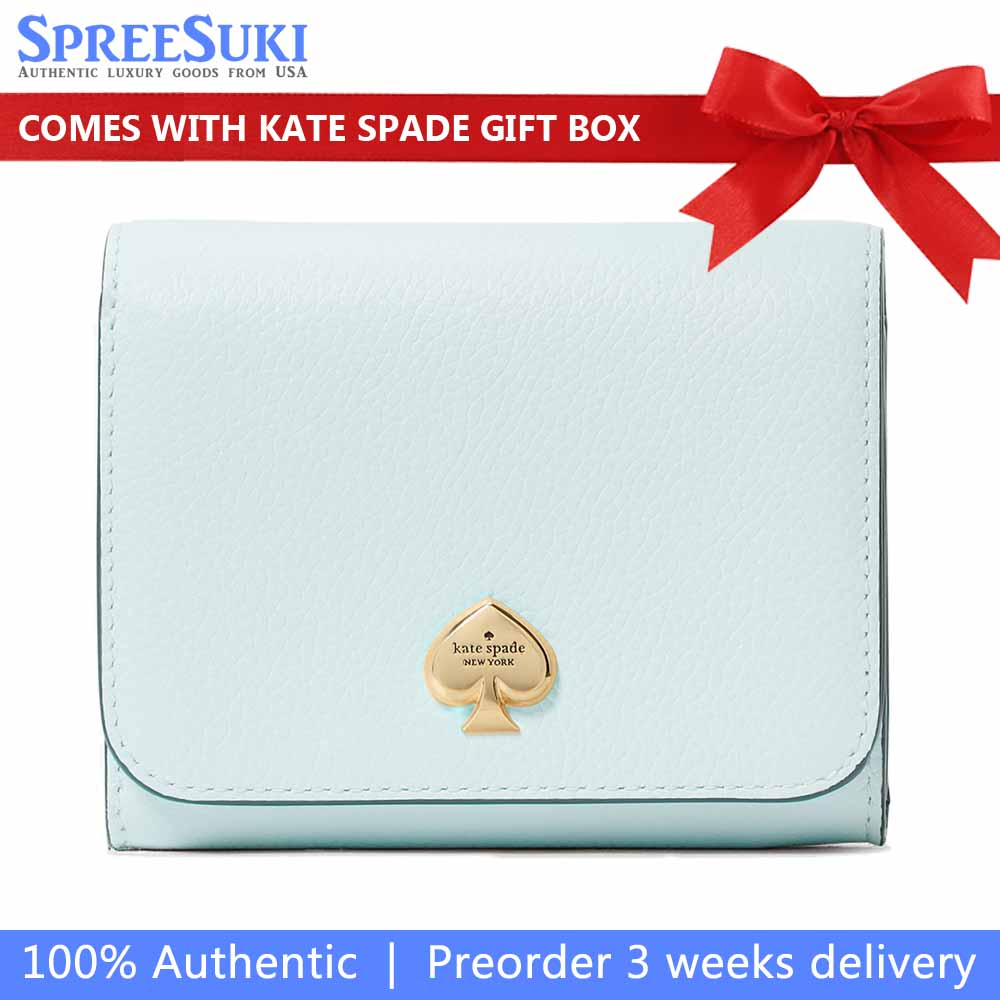 Kate Spade Small Wallet Kayla Pebble Leather Small Lzip Hazy Morning # KK056