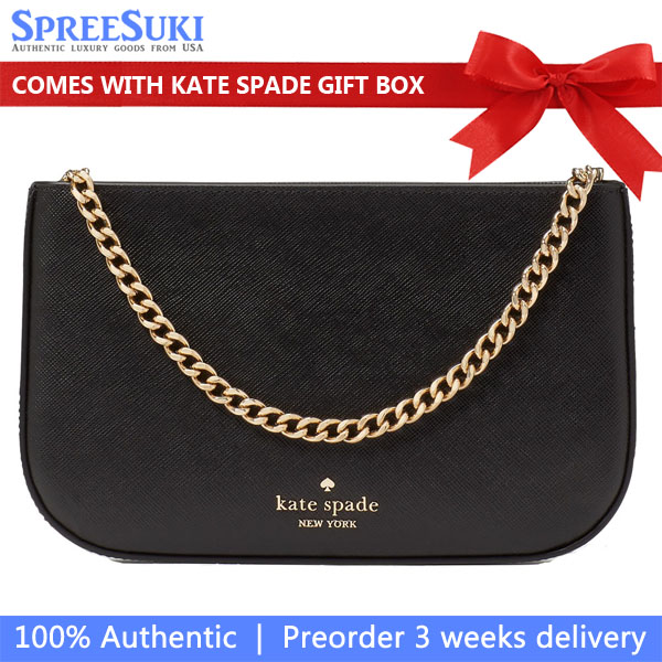Kate Spade Madison Saffiano Leather Pochette Pouch Black # KF396