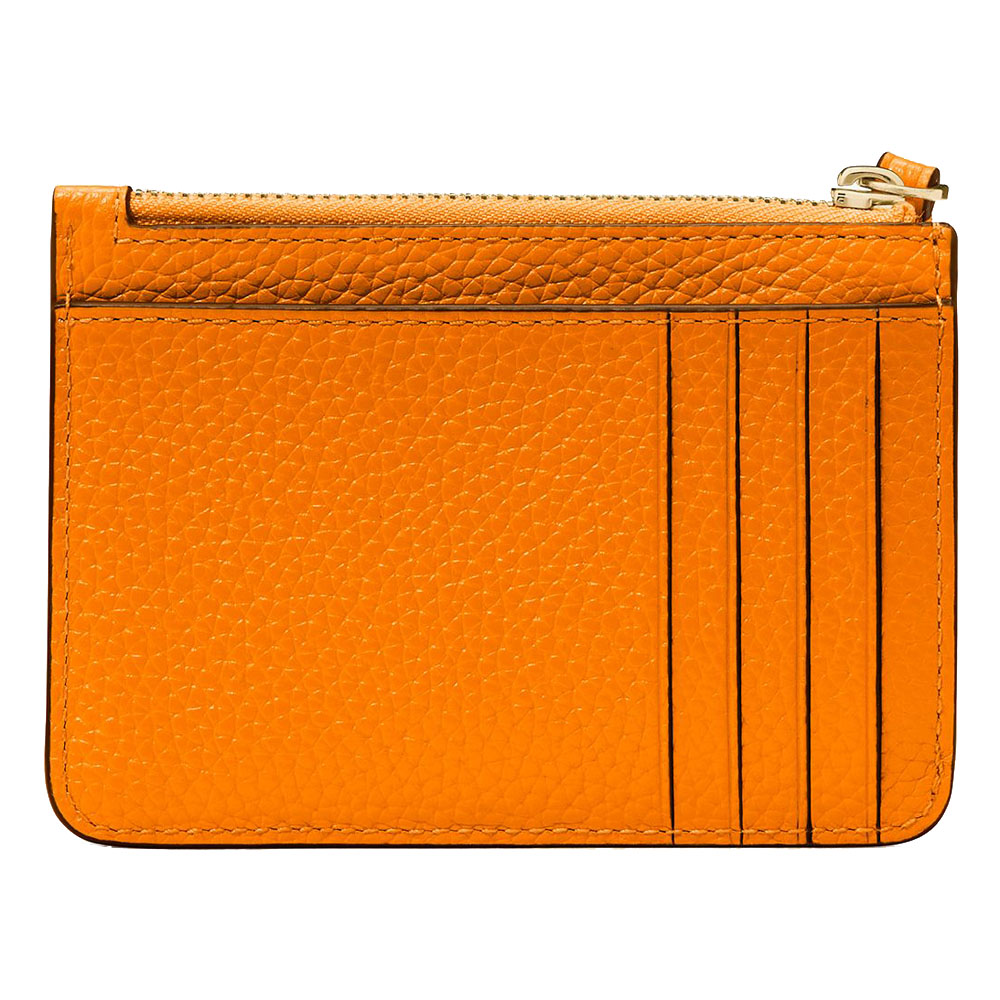 Kate Spade Lena Pebbled Leather Small Card Holder Wristlet Card Case Orange Zinnia # KH789