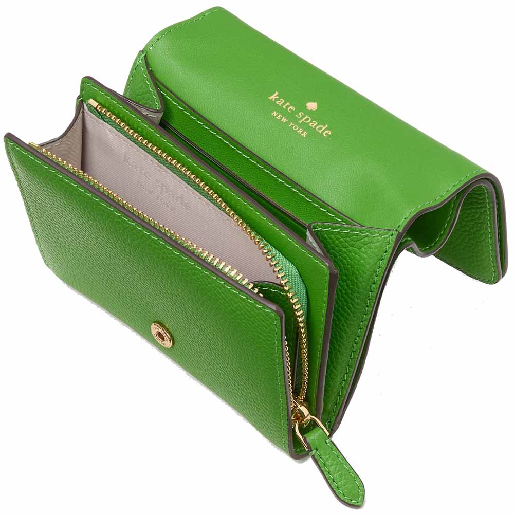 Kate Spade Small Wallet Kayla Pebble Leather Small Lzip Ks Green # KK056