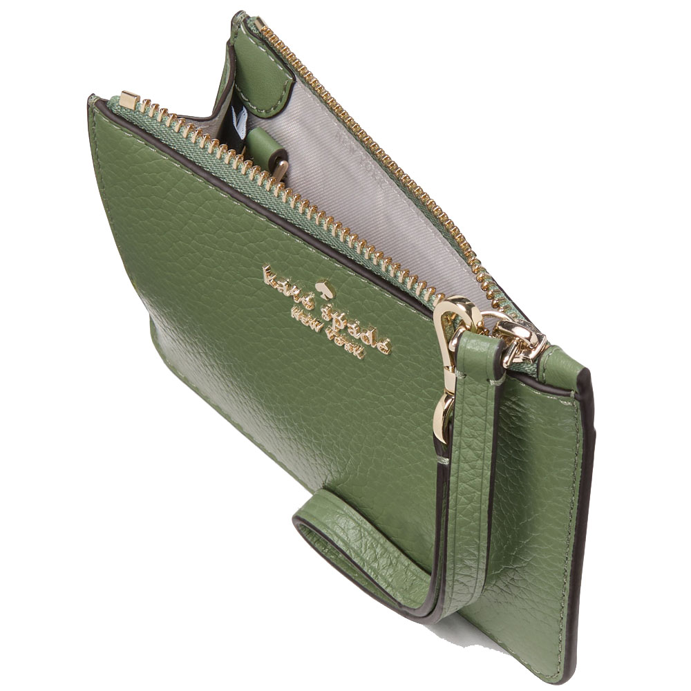 Kate Spade Lena Pebbled Leather Small Card Holder Wristlet Card Case Romaine # KH789