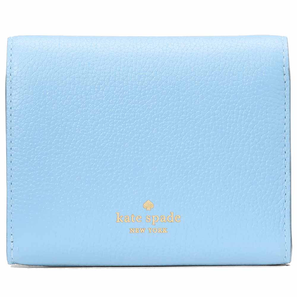 Kate Spade Small Wallet Kayla Pebble Leather Small Lzip Montauk Blue # KK056