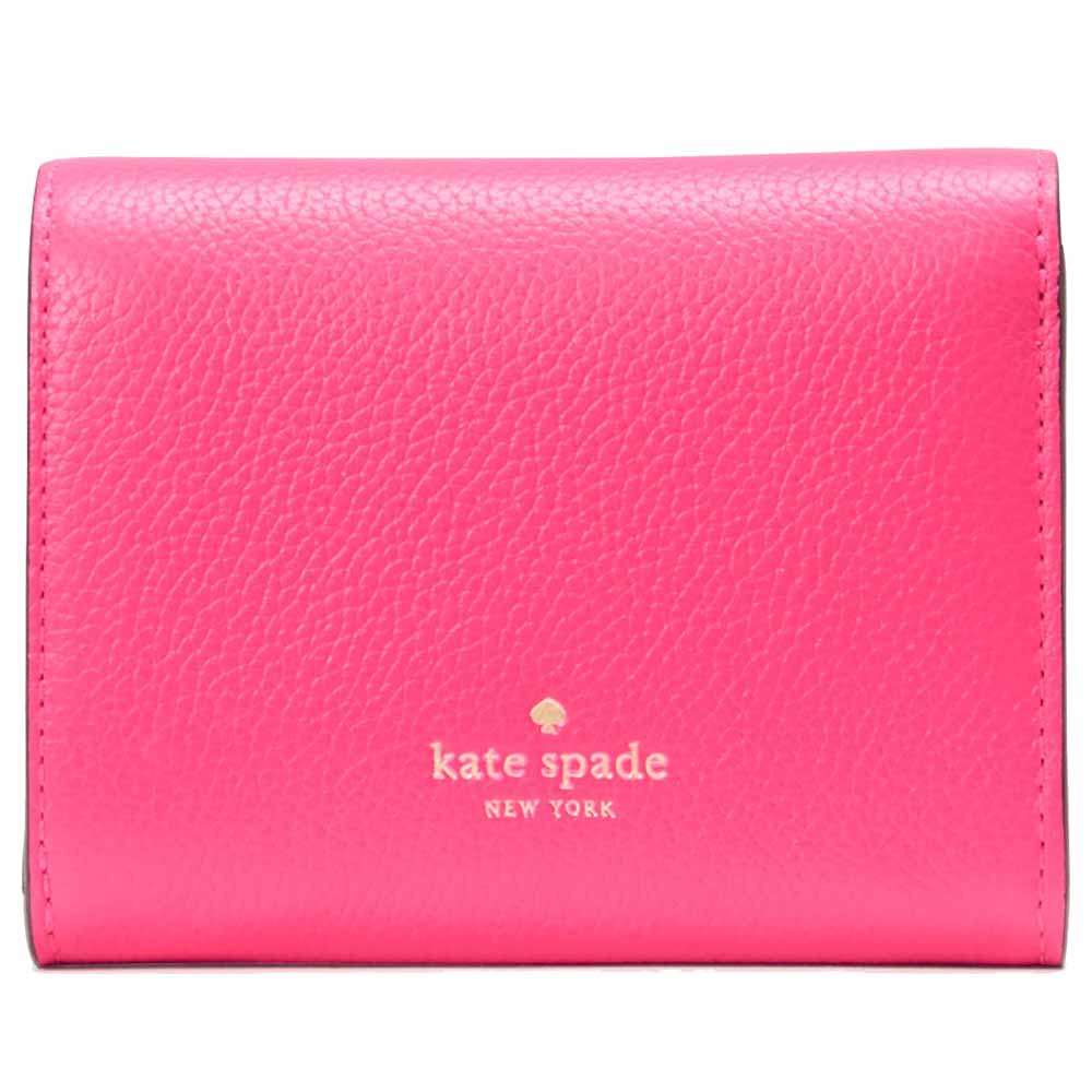 Kate Spade Small Wallet Kayla Pebble Leather Small Lzip Wild Pink # KK056