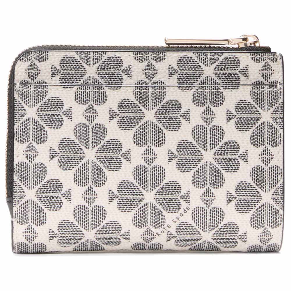 Kate Spade Spade Flower Small L-Zip Wallet Black Multi # KK894
