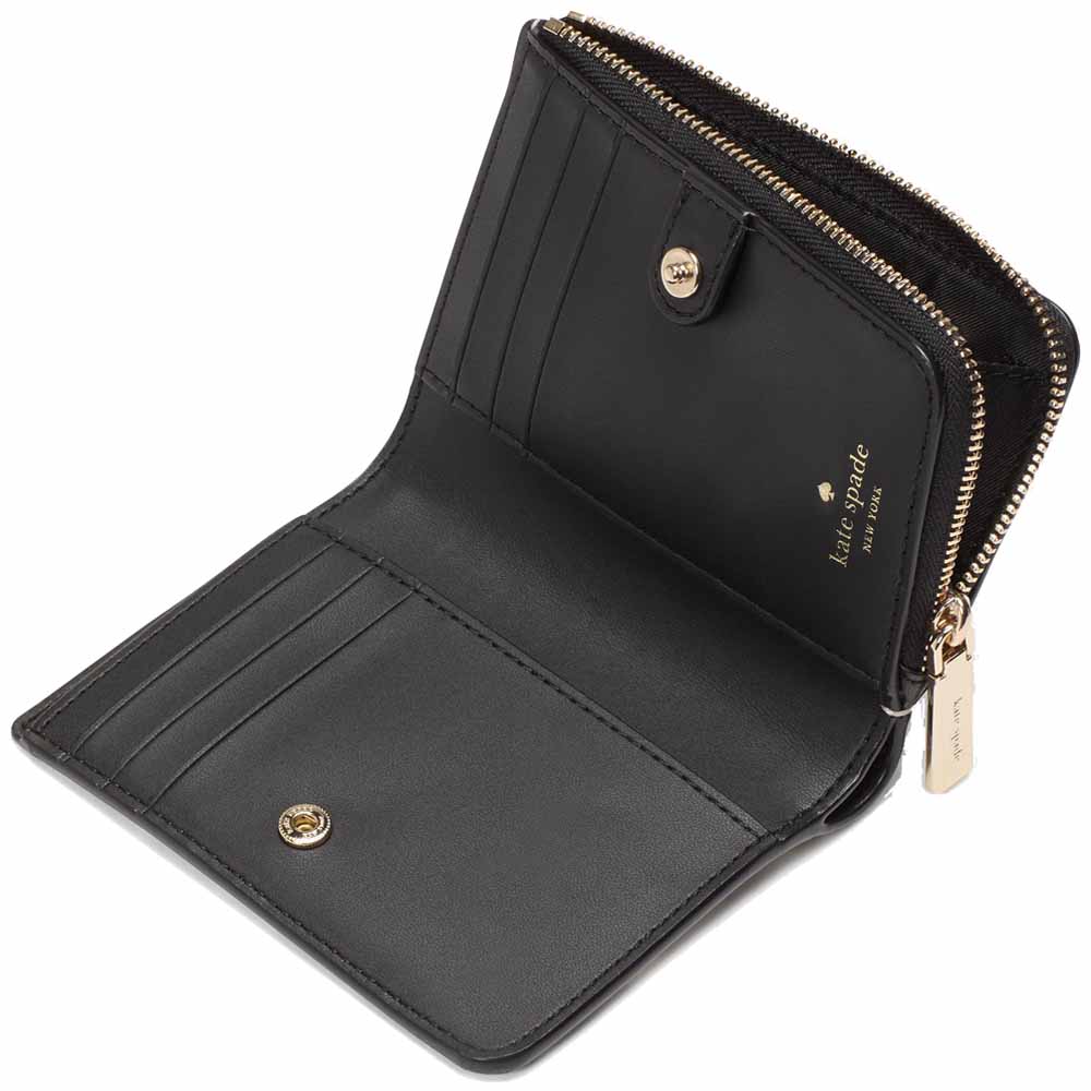 Kate Spade Spade Flower Small L-Zip Wallet Black Multi # KK894