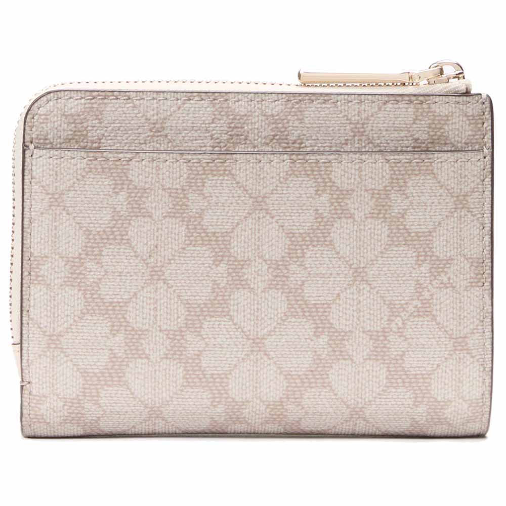 Kate Spade Spade Flower Small L-Zip Wallet Dark Beige Multi # KK894