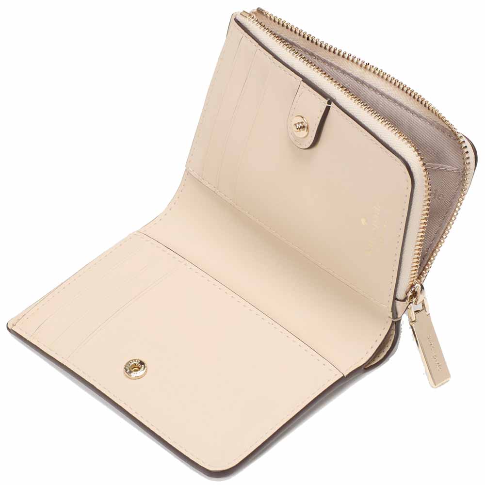 Kate Spade Spade Flower Small L-Zip Wallet Dark Beige Multi # KK894