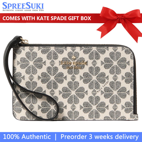 Kate Spade Small Wristlet Lucy Spade Flower Small Lzip Wristlet Black Multi # KH614