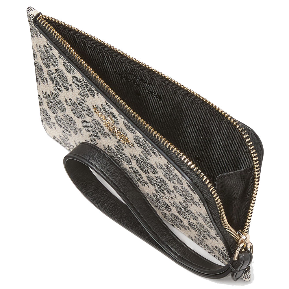 Kate Spade Small Wristlet Lucy Spade Flower Small Lzip Wristlet Black Multi # KH614