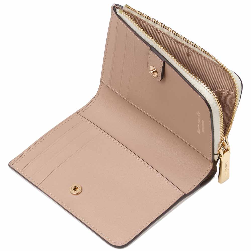 Kate Spade Small Wallet Madison Saffiano Leather Small Lzip Wallet Meringue # KH615