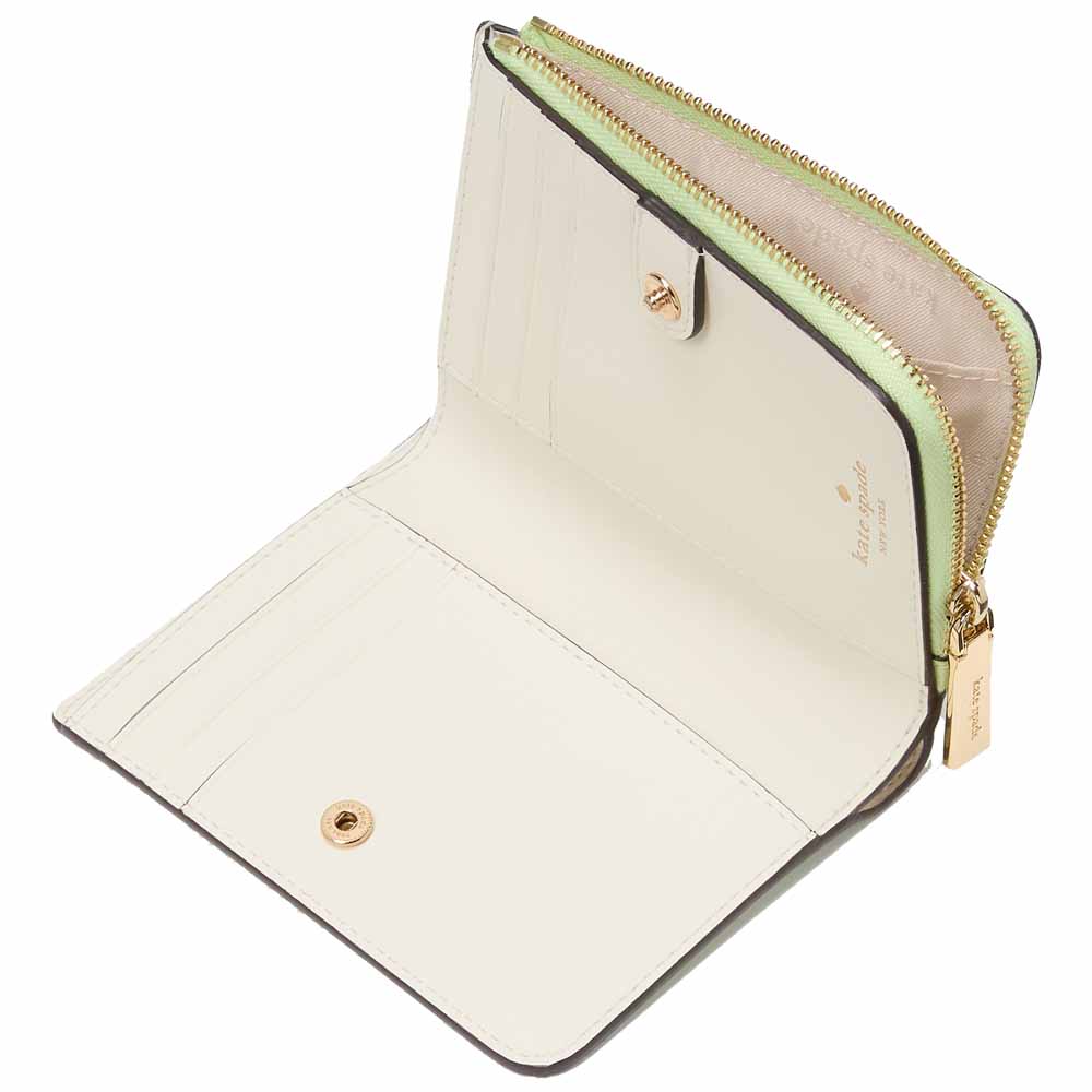 Kate Spade Small Wallet Madison Saffiano Leather Small Lzip Wallet Matcha Latte # KH615