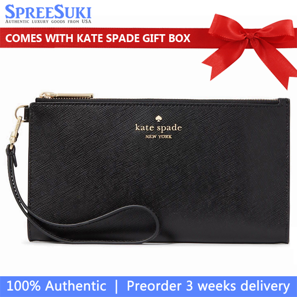 Kate Spade Madison Double Zip Saffiano Wristlet Black # KC588