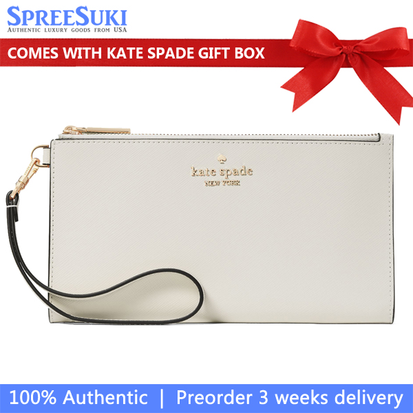 Kate Spade Madison Double Zip Saffiano Wristlet Meringue # KC588