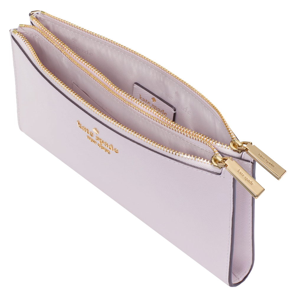 Kate Spade Madison Double Zip Saffiano Wristlet Pale Amethyst # KC588