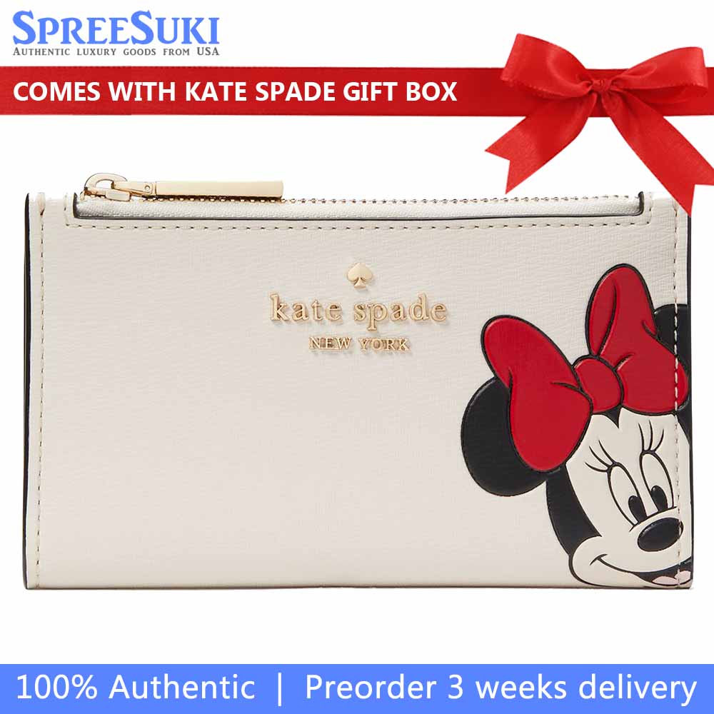 Kate Spade Disney X Kate Spade New York Minnie Small Slim Bifold Wallet Parchment Multi # KG660