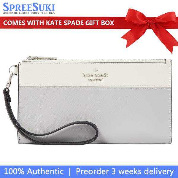 Kate Spade Madison Double Zip Wristlet Platinum Grey Multi # KC507
