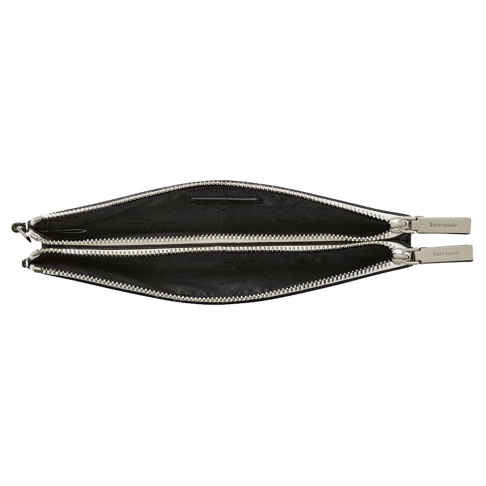 Kate Spade Madison Double Zip Wristlet Platinum Grey Multi # KC507