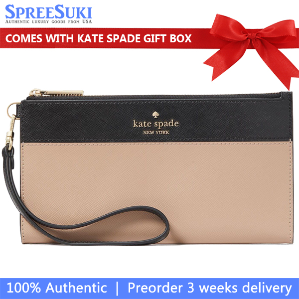 Kate Spade Madison Double Zip Wristlet Toasted Hazelnut Multi # KC507