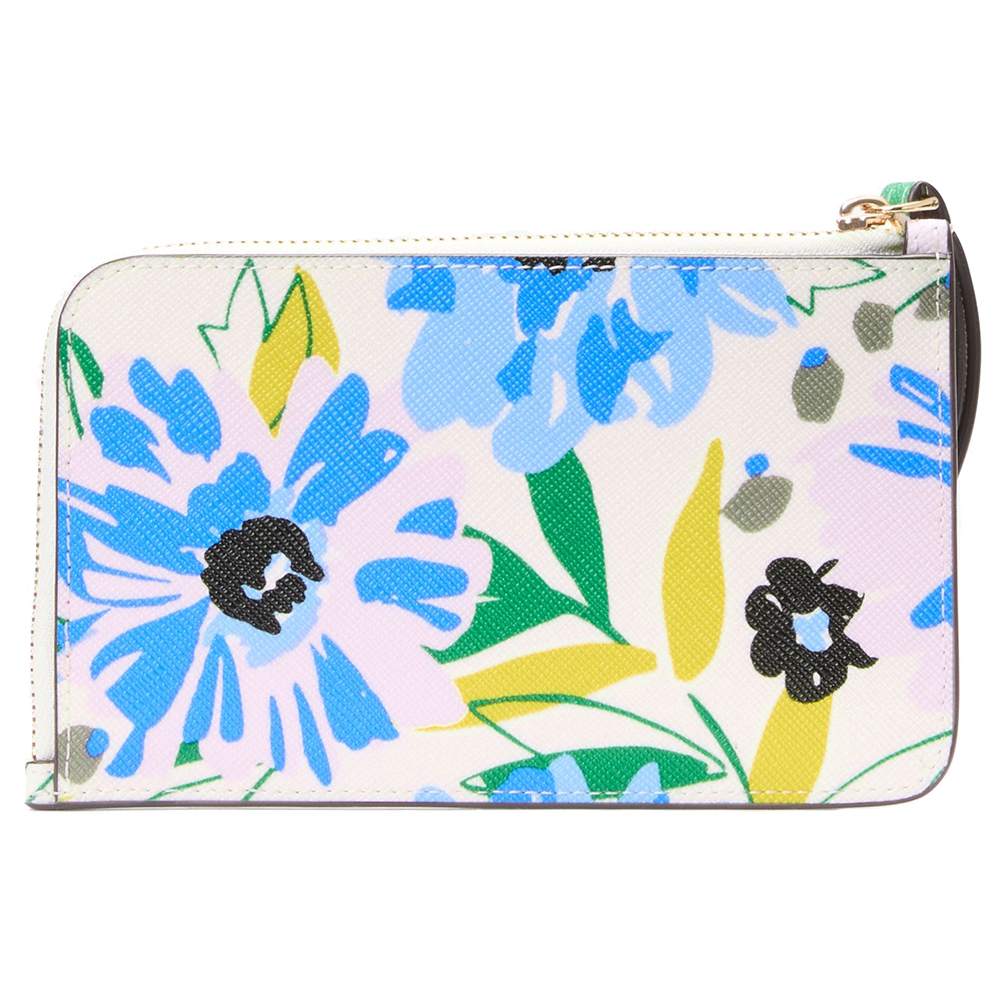 Kate Spade Lucy Floral Small L-Zip Wristlet Cream Multi # KK935