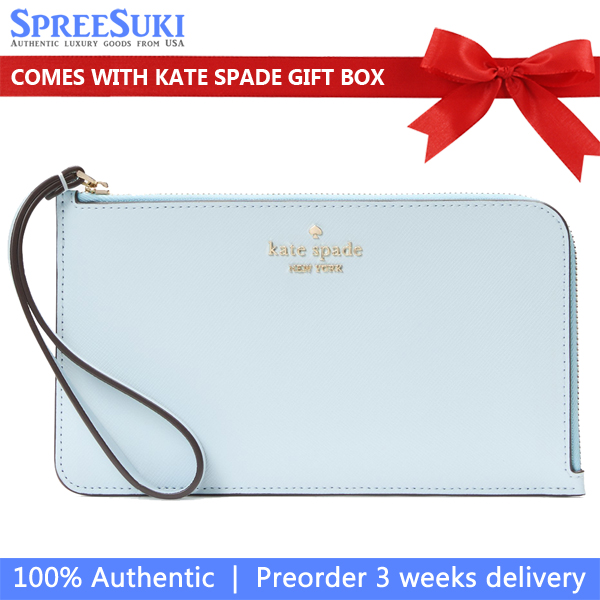 Kate Spade Lucy Bicolor Medium L Zip Wristlet Crisp Sky Multi # KH765