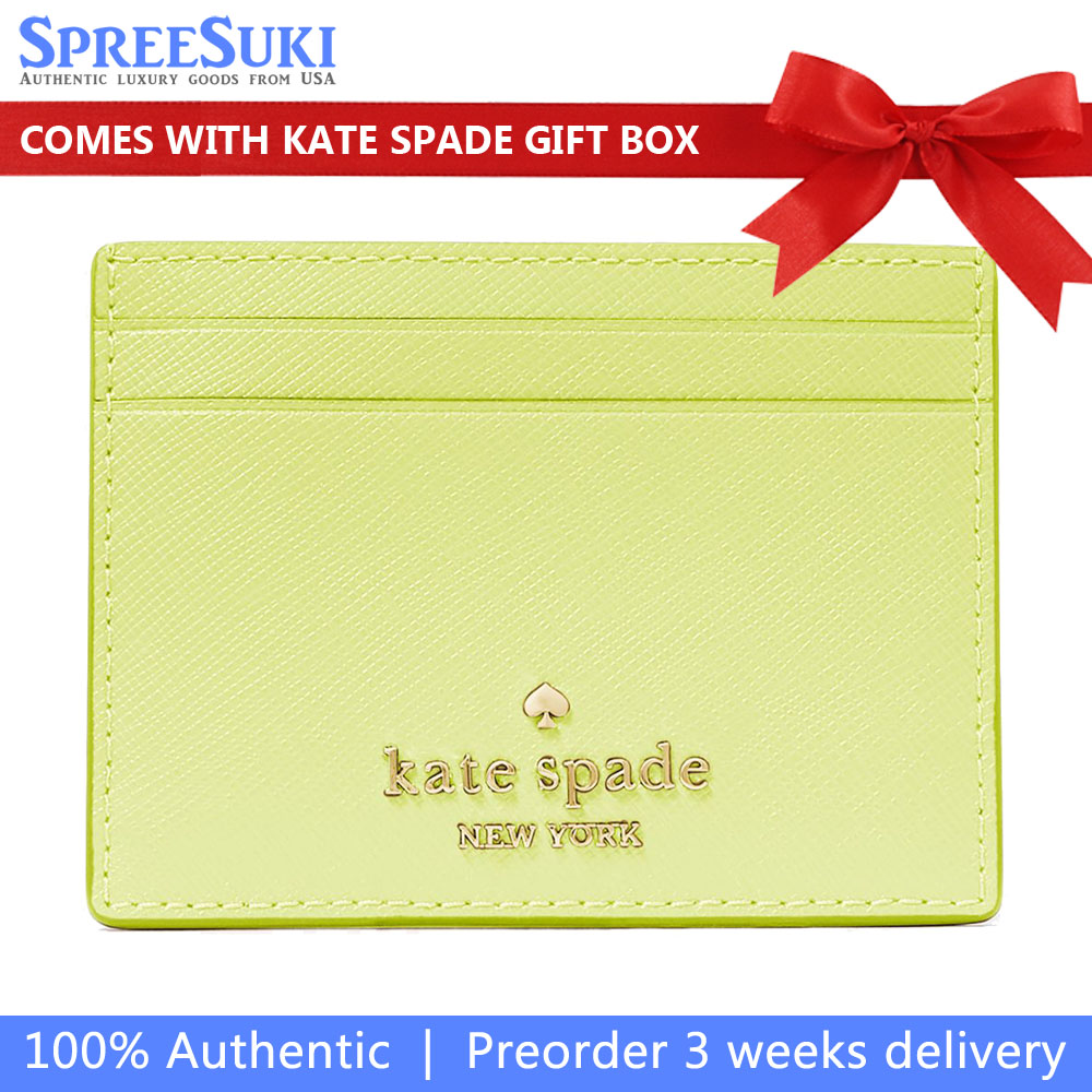Kate Spade Madison Saffiano Leather Small Card Holder Lime Slushy # KI368
