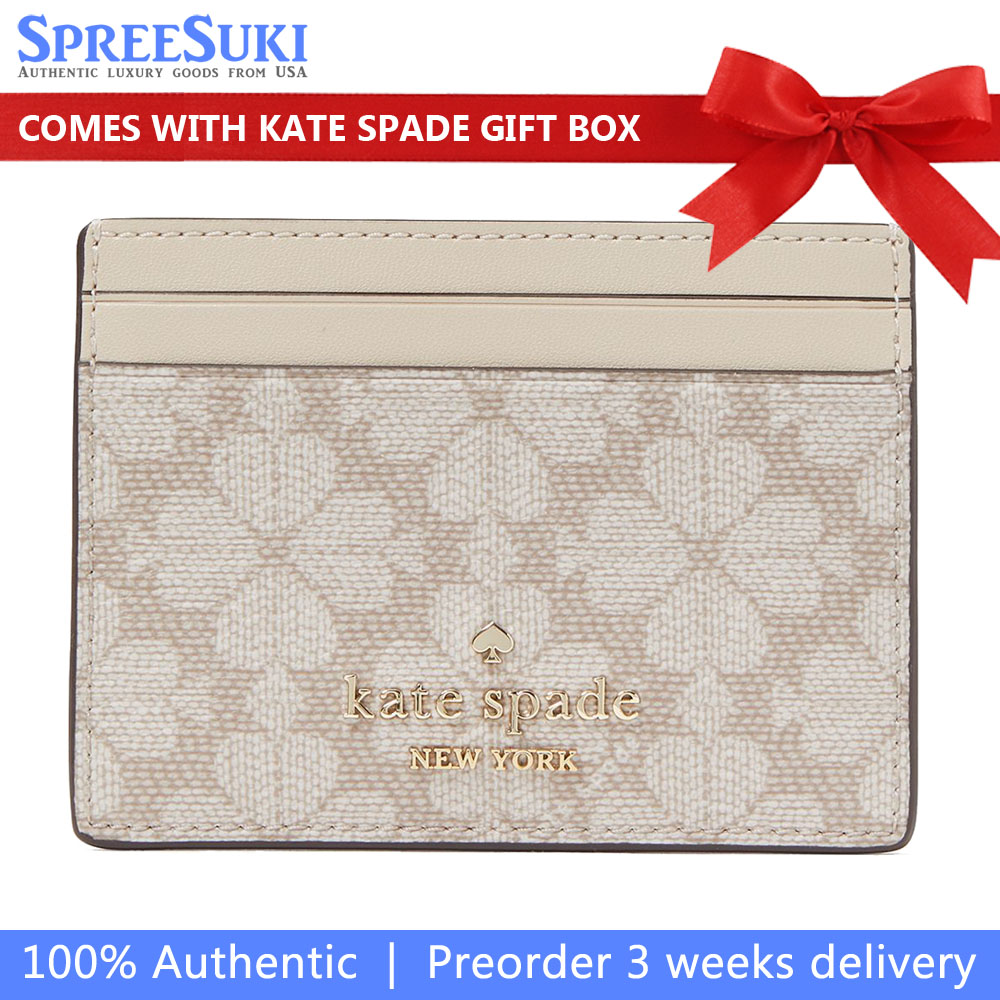 Kate Spade Spade Flower Small Slim Card Holder Dark Beige Multi # KI371
