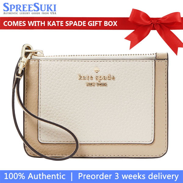Kate Spade Lena Colorblock Small Card Holder Wristlet Light Sand Multi # KH790