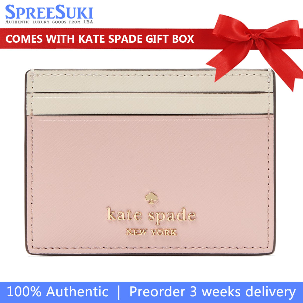 Kate Spade Madison Colorblock Saffiano Small Slim Card Holder Rose Smoke Multi # KI369
