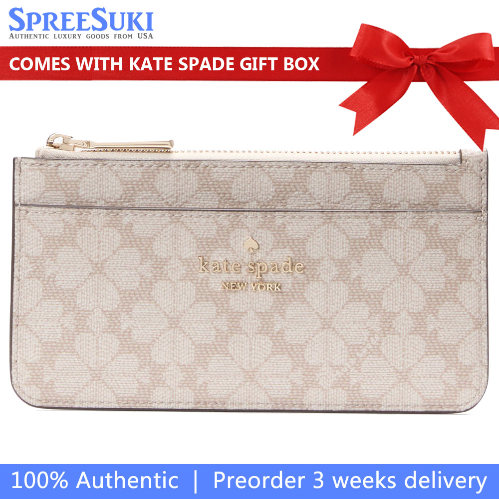Kate Spade Spade Flower Large Slim Card Holder Dark Beige Multi # KK895