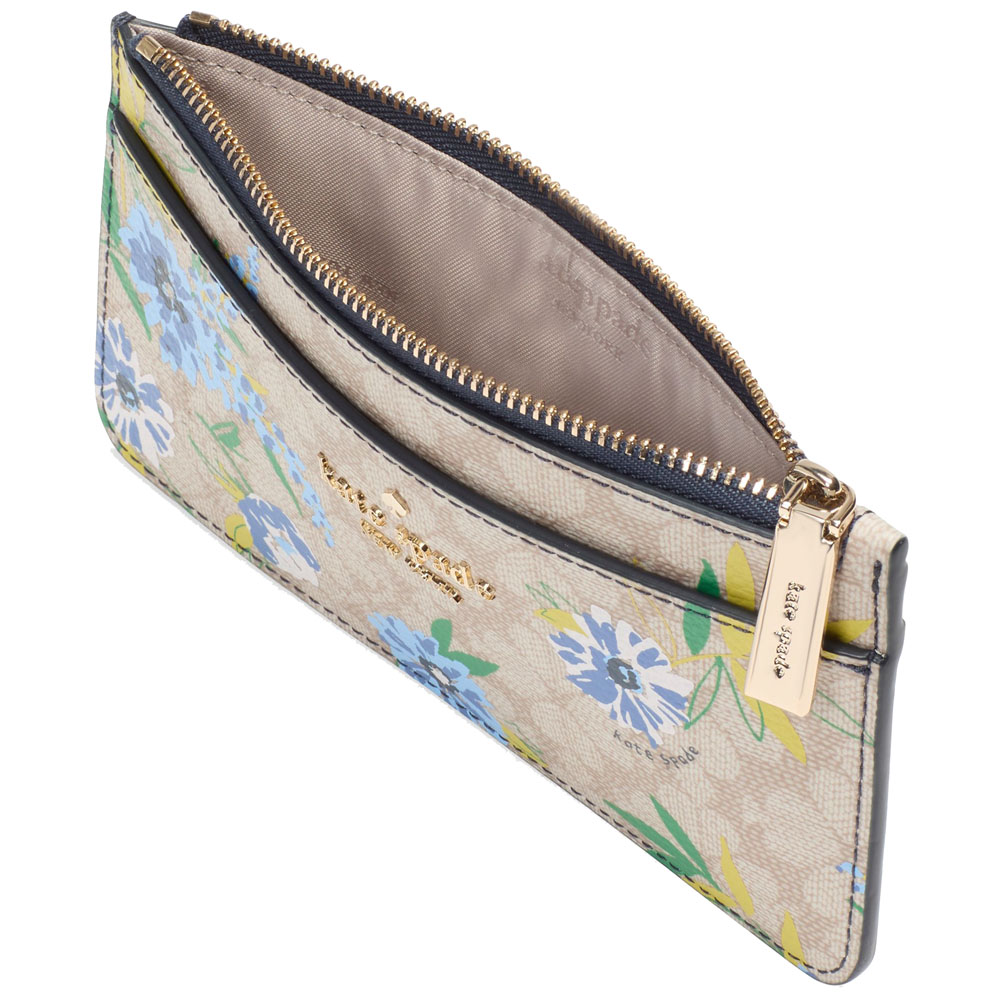 Kate Spade Spade Flower Floral Large Slim Card Holder Blazer Blue Multi # KK913