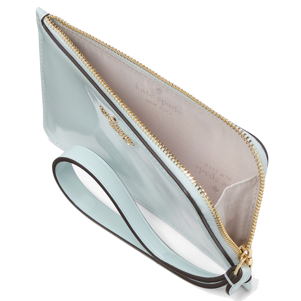 Kate Spade Lucy Patent Small L-Zip Wristlet Hazy Morning # KK268