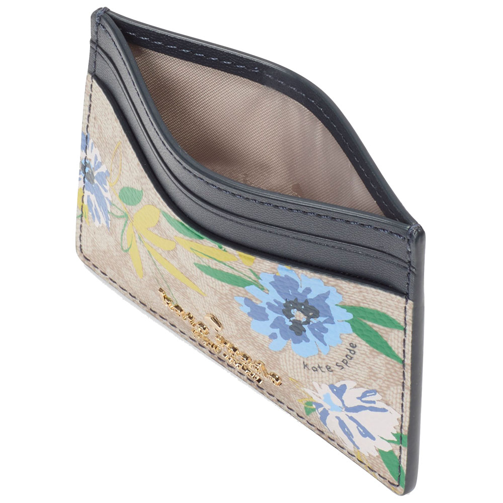 Kate Spade Spade Flower Floral Small Slim Card Holder Blazer Blue Multi # KK914