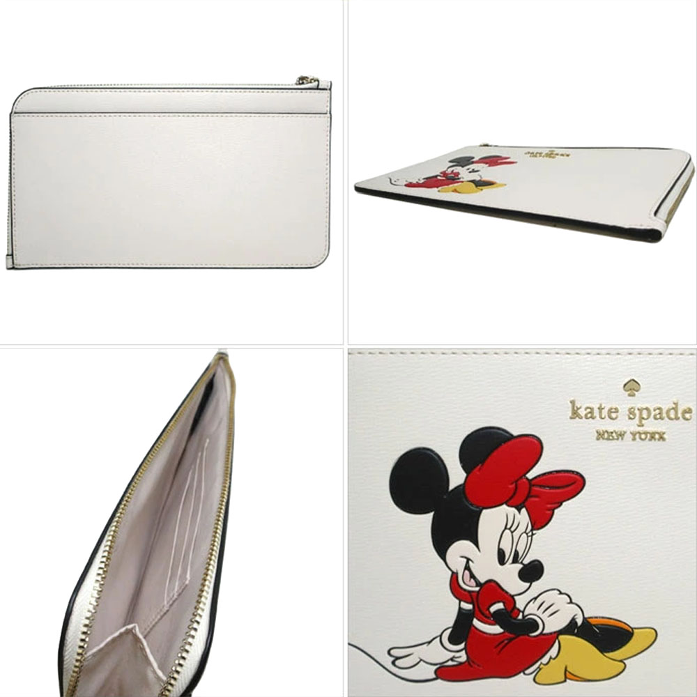 Kate Spade Disney X Kate Spade New York Minnie Medium L-Zip Wristlet Parchment Multi # KG659