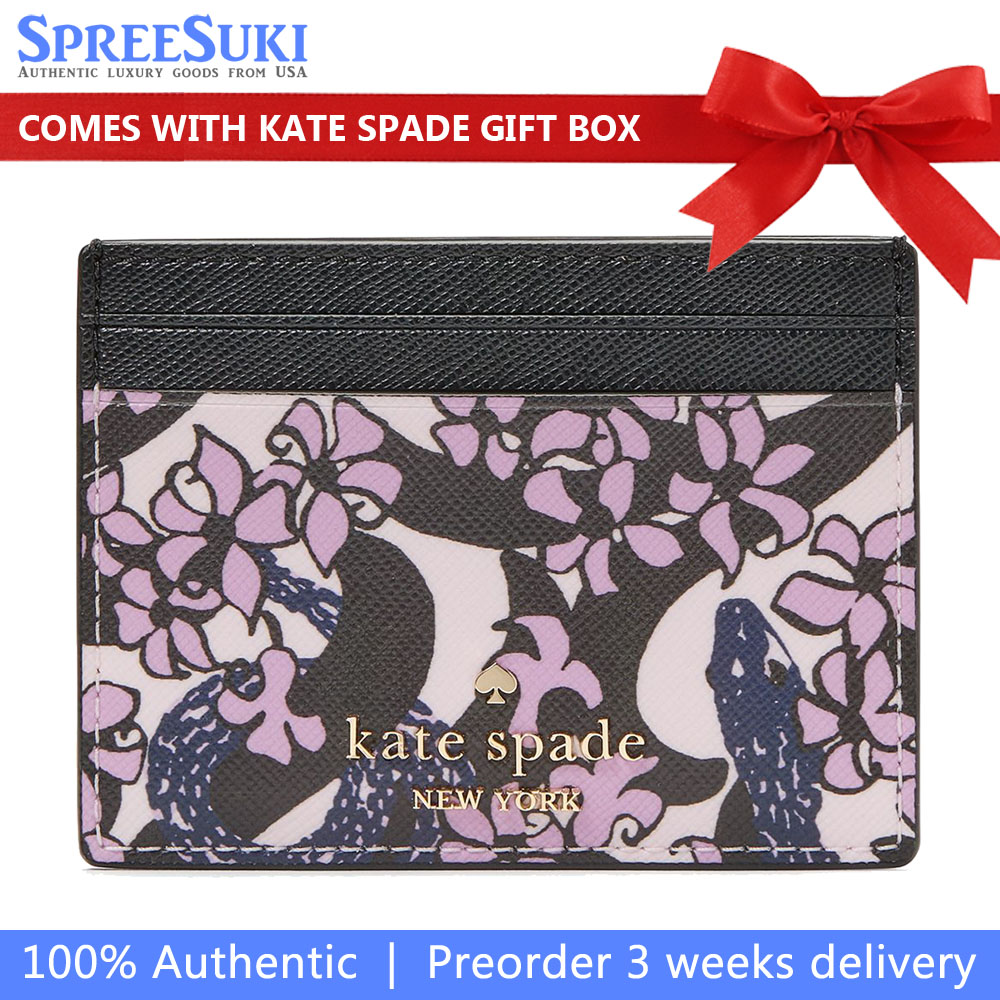 Kate Spade Snake Garden Small Cardholder Pink Multi # KJ086