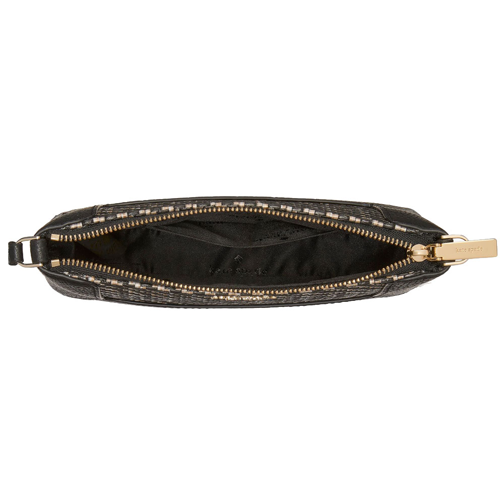 Kate Spade Lena Straw Convertible Wristlet Black Multi # KK924