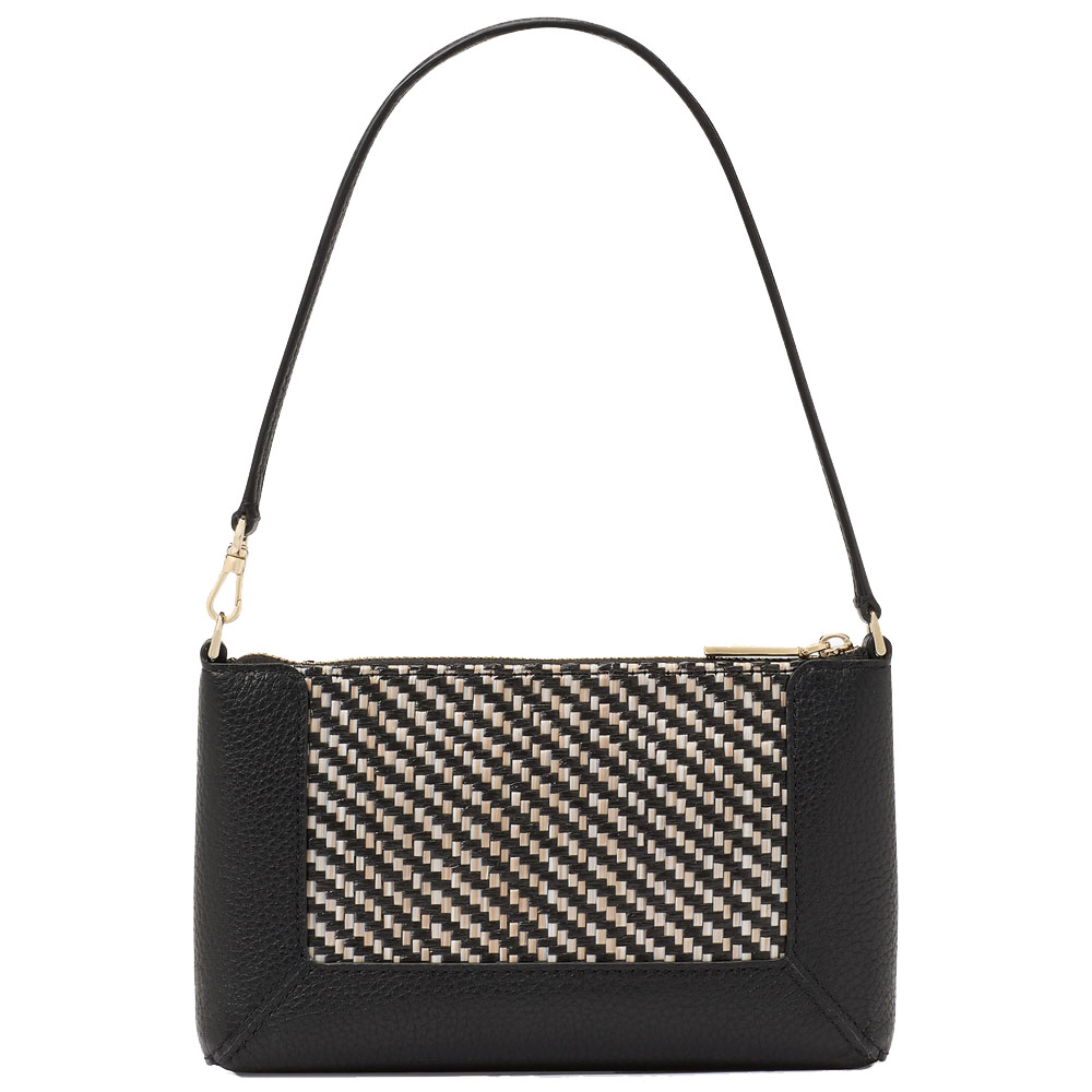 Kate Spade Lena Straw Convertible Wristlet Black Multi # KK924