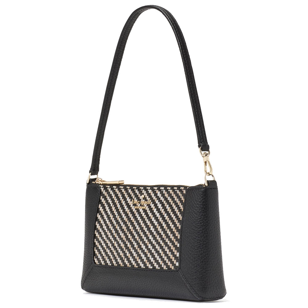Kate Spade Lena Straw Convertible Wristlet Black Multi # KK924